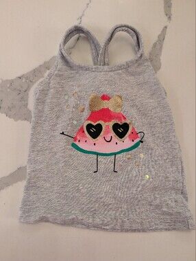 Carter's Tank Top Watermelon With Sequin Accent 12 Months Like New